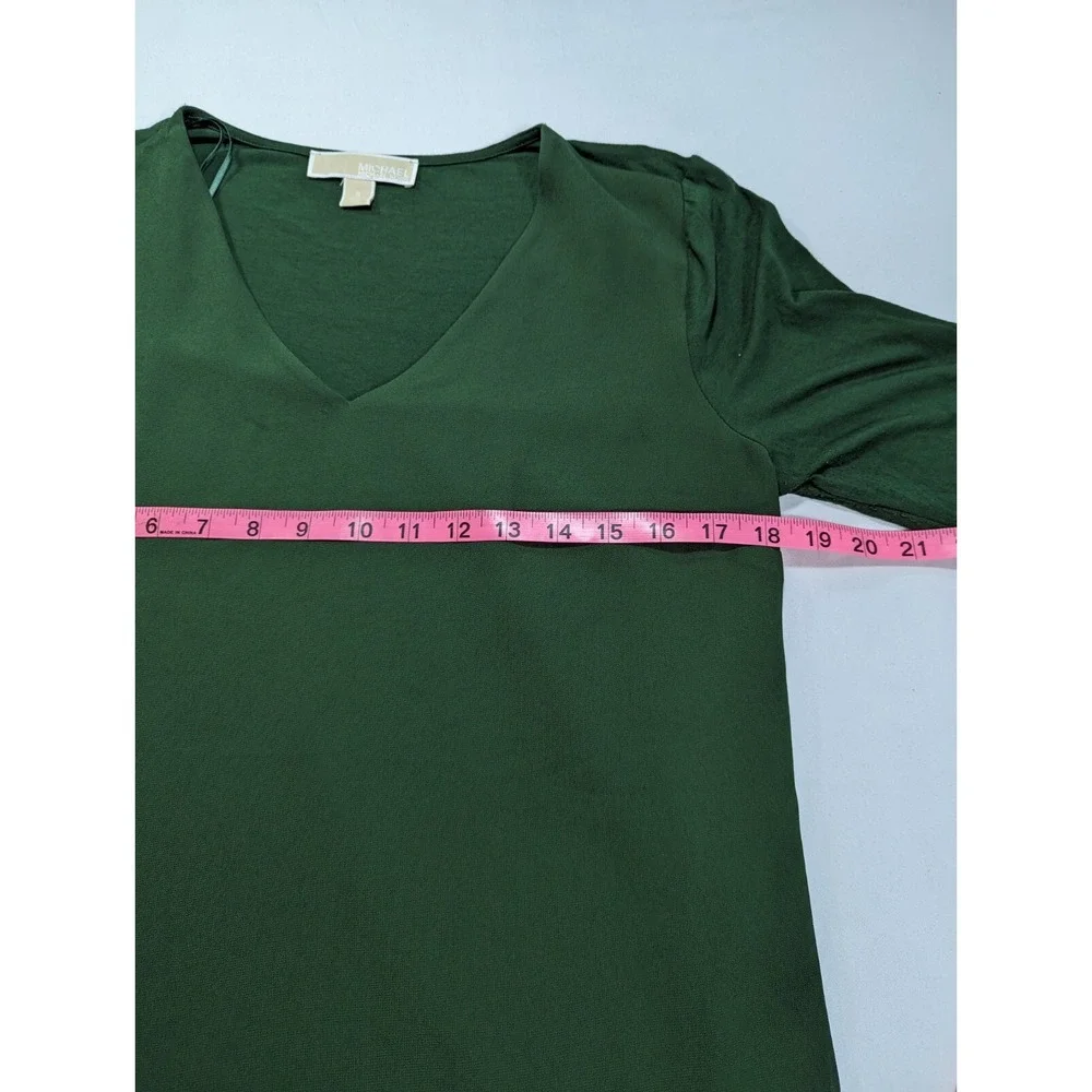 Michael Kors Woven Knit Layered Women's Mixed Hem V-Neck 3/4 Sleeve Top‎ Small - Picture 9 of 15